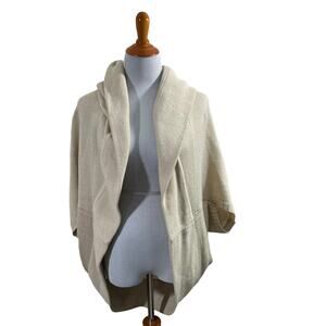 Do Everything In Love Women's Cream Knit Hoodie Open Cardigan One Size